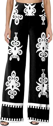 JZC Women's Palazzo Lounge Pants Stretchy Wide Leg Casual Pants Comfy High Waist Flowy Pants S-3XL
