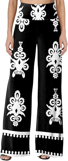 JZC Women's Palazzo Lounge Pants Stretchy Wide Leg Casual Pants Comfy High Waist Flowy Pants S-3XL