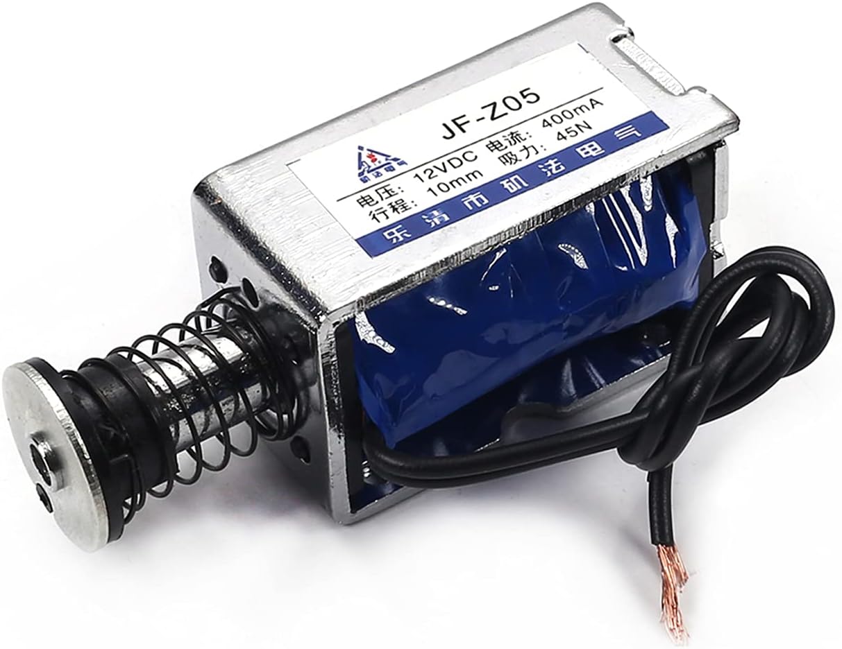 Heyiarbeit DC 12V 45N Push Pull Type Solenoid Electromagnet 0.4A 4.8W 10mm Stroke Open Frame Solenoid, Linear Motion, JF-Z05-12V