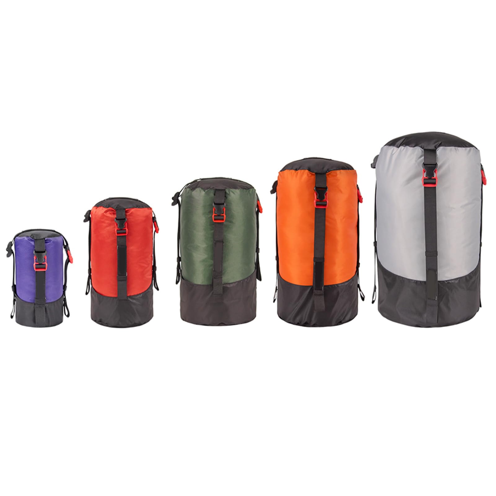 Ultraleichter Kompressionssack Zum Wandern, 5-teiliger Polyester-Kompressionssack mit Starken Kompressionsriemen, Ideal für die Aufbewahrung Großer Schlafsäcke, Schnelle Aufbewahrung und