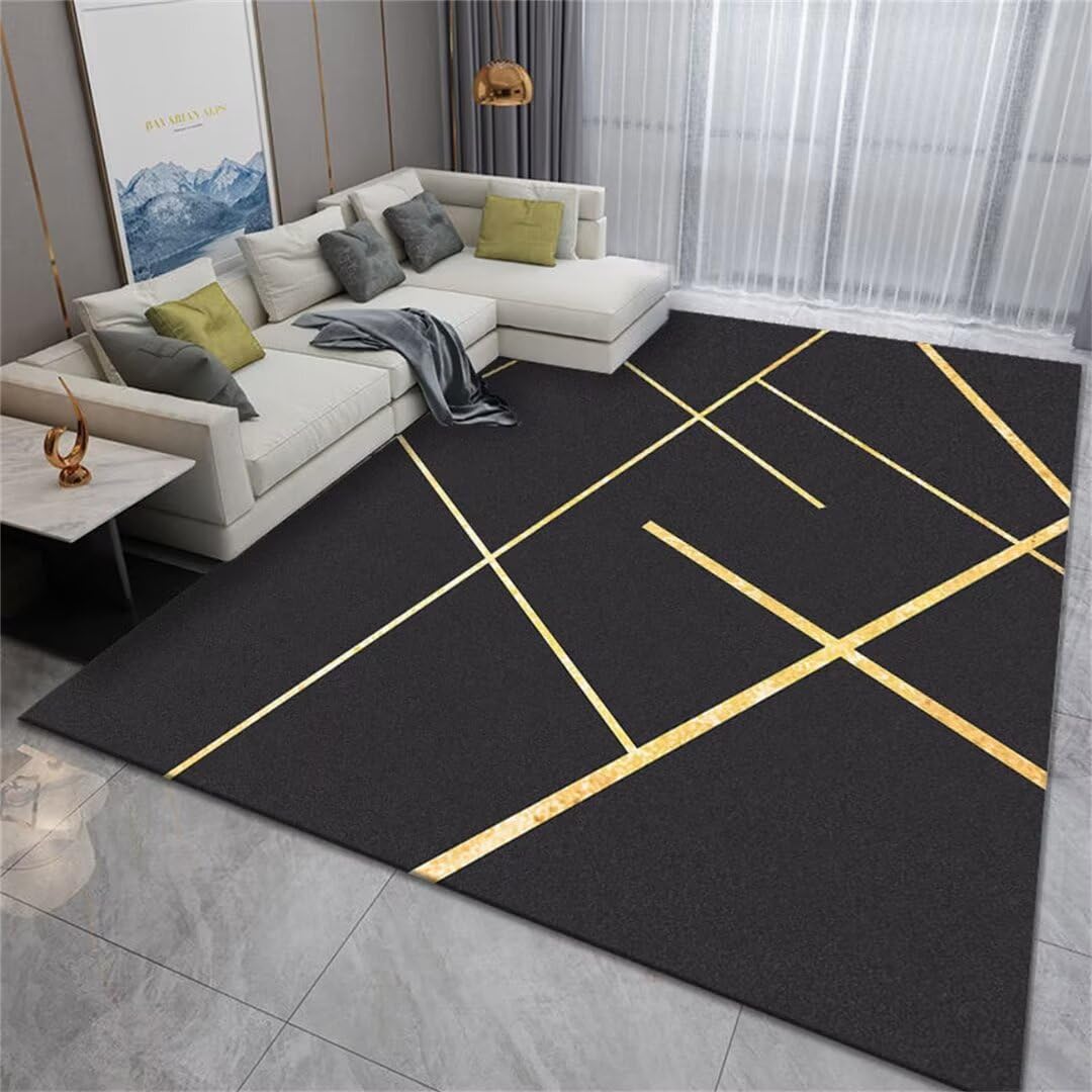 Tapis déco salon gris à lignes simples pour intérieur chaleureux