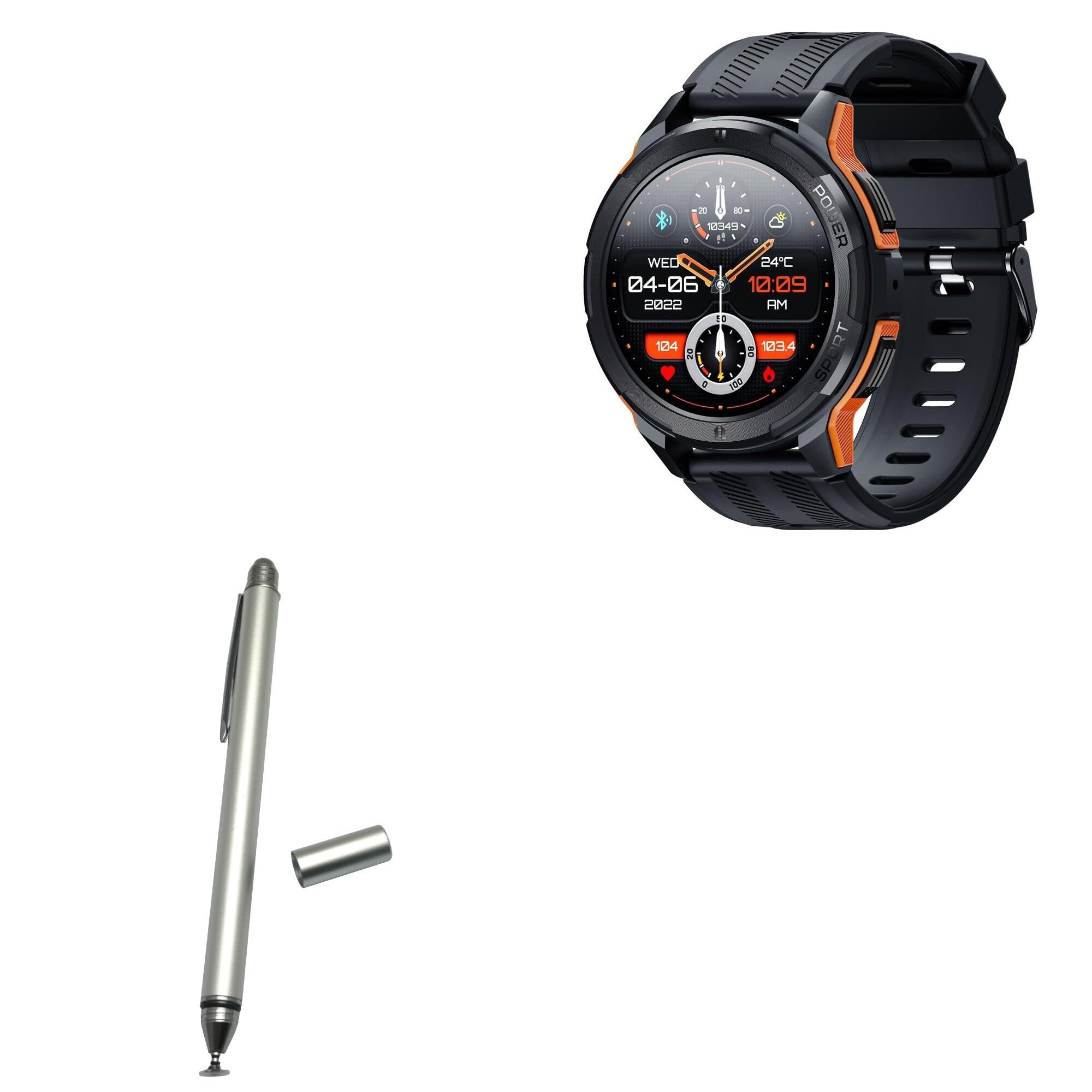 BoxWave Stylus Pen Compatible with Oukitel BT10 - DualTip Capacitive Stylus, Fiber Tip Disc Tip Capacitive Stylus Pen - Metallic Silver