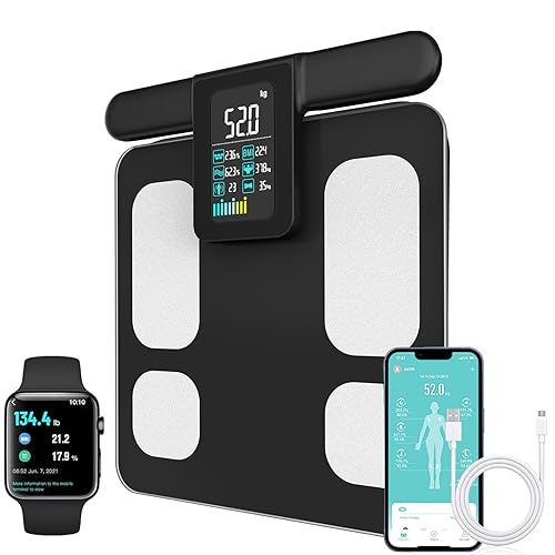 FITDAYS Escala inteligente de 8 electrodos analizador de composición de cuerpo completo, 27 métricas a través de la aplicación Bluetooth Fitdays,