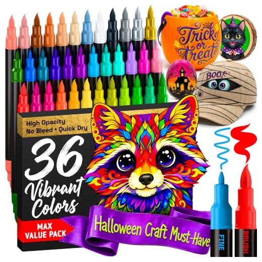 ARTISTRO 36 Acrylic Paint Markers - Paint Pens for Drawing - For Fabric, Rock, Glass, Wood, Molds - Arts & Crafts Gift for Adults, Teens, Kids, Classroom Must Haves & School Supplies