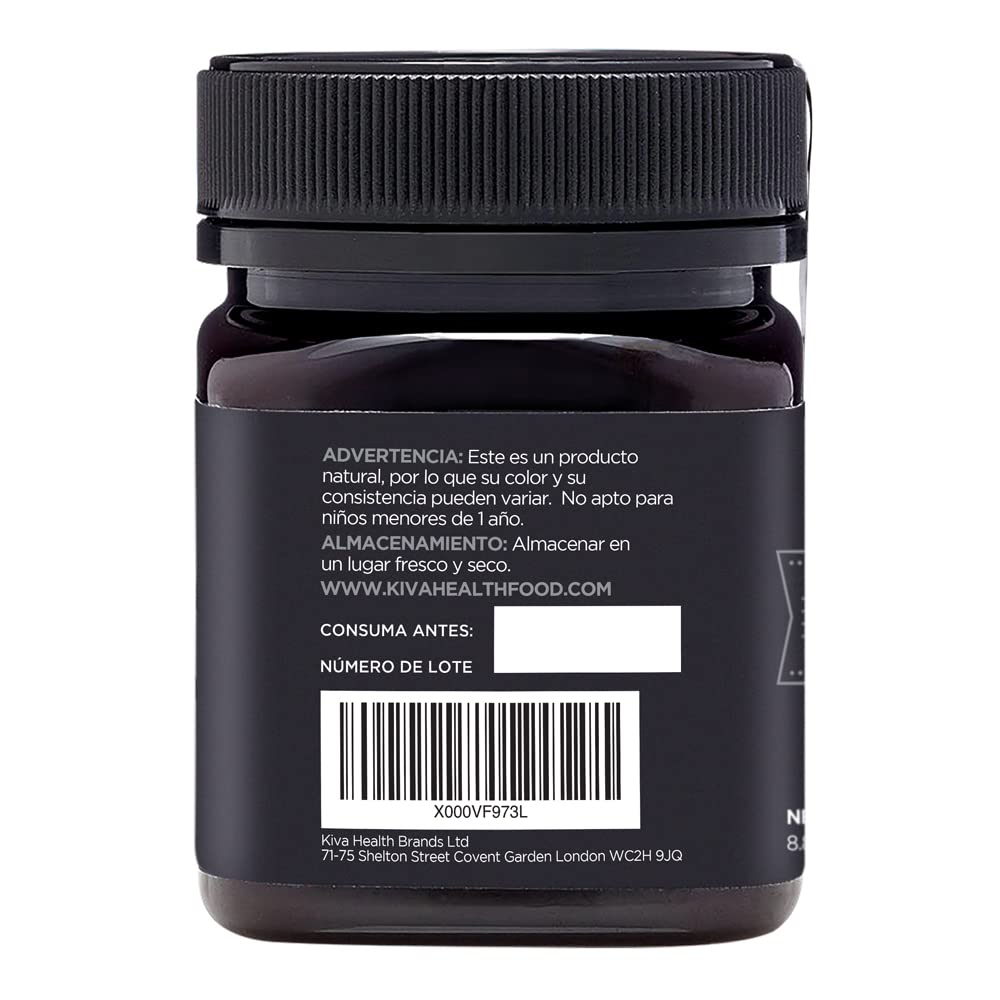 Kiva Miel de Manuka pura (Nueva Zelanda) UMF 15+ certificado, 250 gramos.