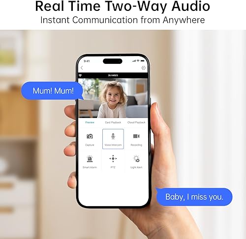 Miniatura 6 de Cámara de seguridad 2.4 y 5G WiFi para interiores, cámaras panorámicasinclinables HD 2K para seguridad del hogar, monitor de bebé, cámara para