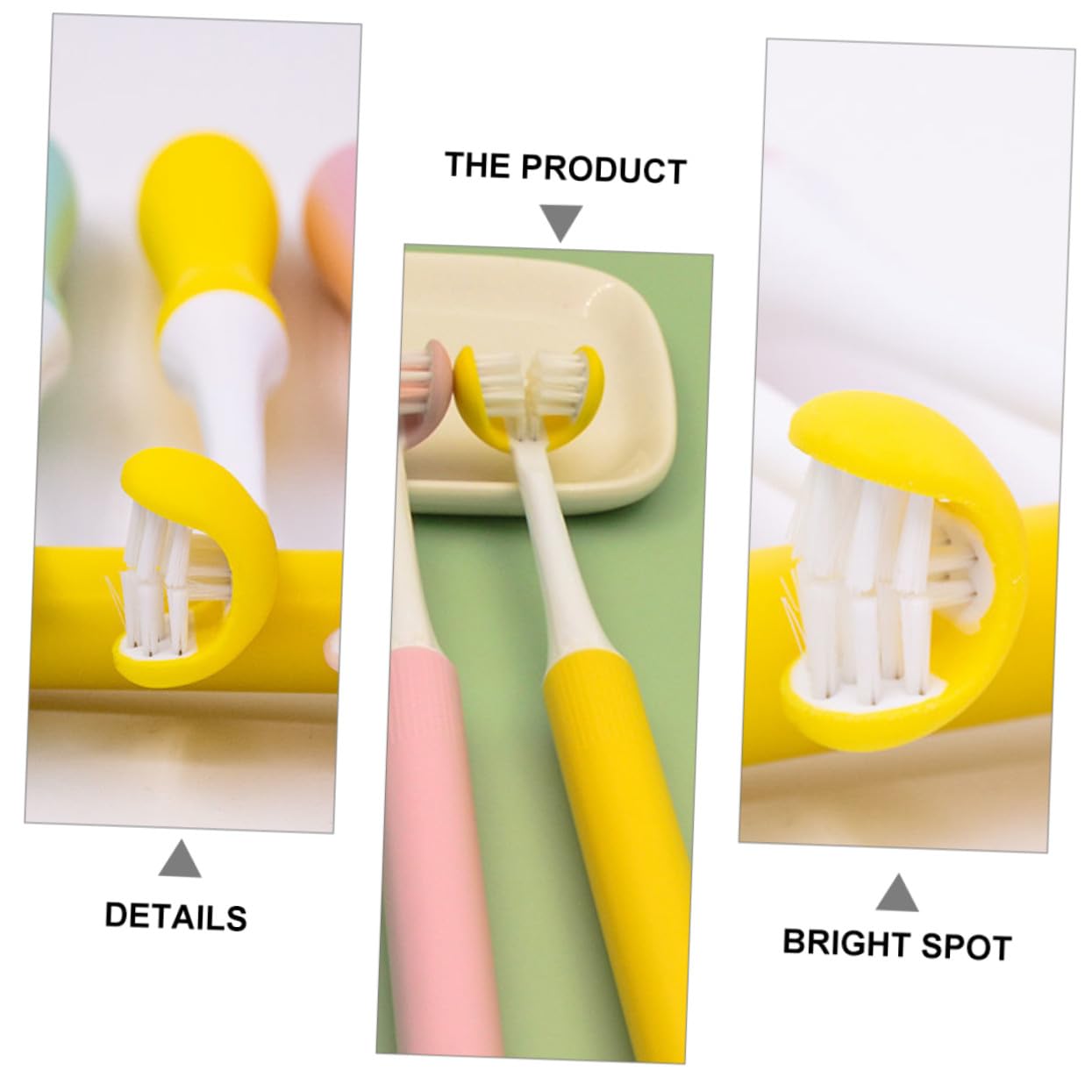 FRCOLOR Spazzolino Denti Adulti 3 Lati Setole Morbide Design Avvolgente in Pp Pulizia Orale Profonda Portatile per Uso Domestico