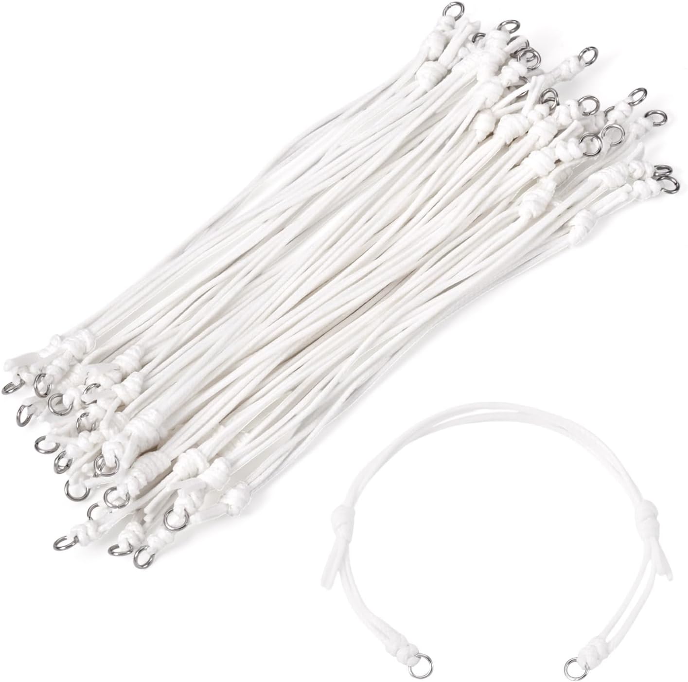 20Pcs Korean Waxed Polyester Cord Bracelet Cord 9-1/4 Inch Adjustable Bracelet Making with 304 Stainless Steel Jump Rings Waxed Thread Wax Coated String for Women Men Jewelry Making Supplies