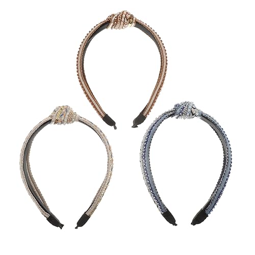 FRCOLOR Diadema con cuentas para mujer, elegante diadema de nudo con diamantes de imitación, apta para adolescentes, niñas, mujeres, accesorio de