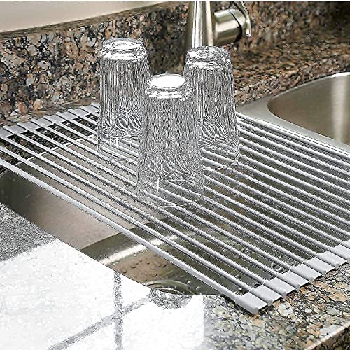 Ipegtop Over The Sink Roll-Up Dish Drying Rack Multipurpose Dish Drainer & Heavy Duty Cabinet Storage Shelf Rack #TOP4