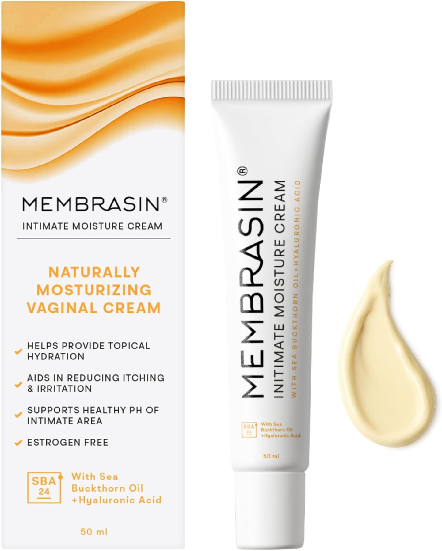 Vaginal Moisture Cream with Hyaluronic Acid, Relieves Vaginal Dryness, Itching and Burning, Menopause Support, Hormone Free, Plant Based Formula with Omega 3 6 7 9 and Vitamin E, 50 ml
