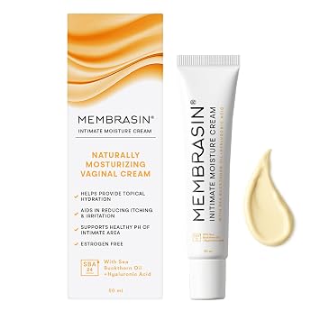 Membrasin Vaginal Moisture Cream with Hyaluronic Acid, Relieves Vaginal Dryness, Itching and Burning, Menopause Support, Hormone Free, Plant Based Formula with Omega 3 6 7 9 and Vitamin E, 50 ml