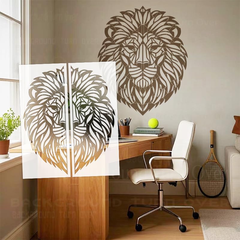Crinière de lion 110 cm pochoir pour décorer un salon aux lignes géométriques