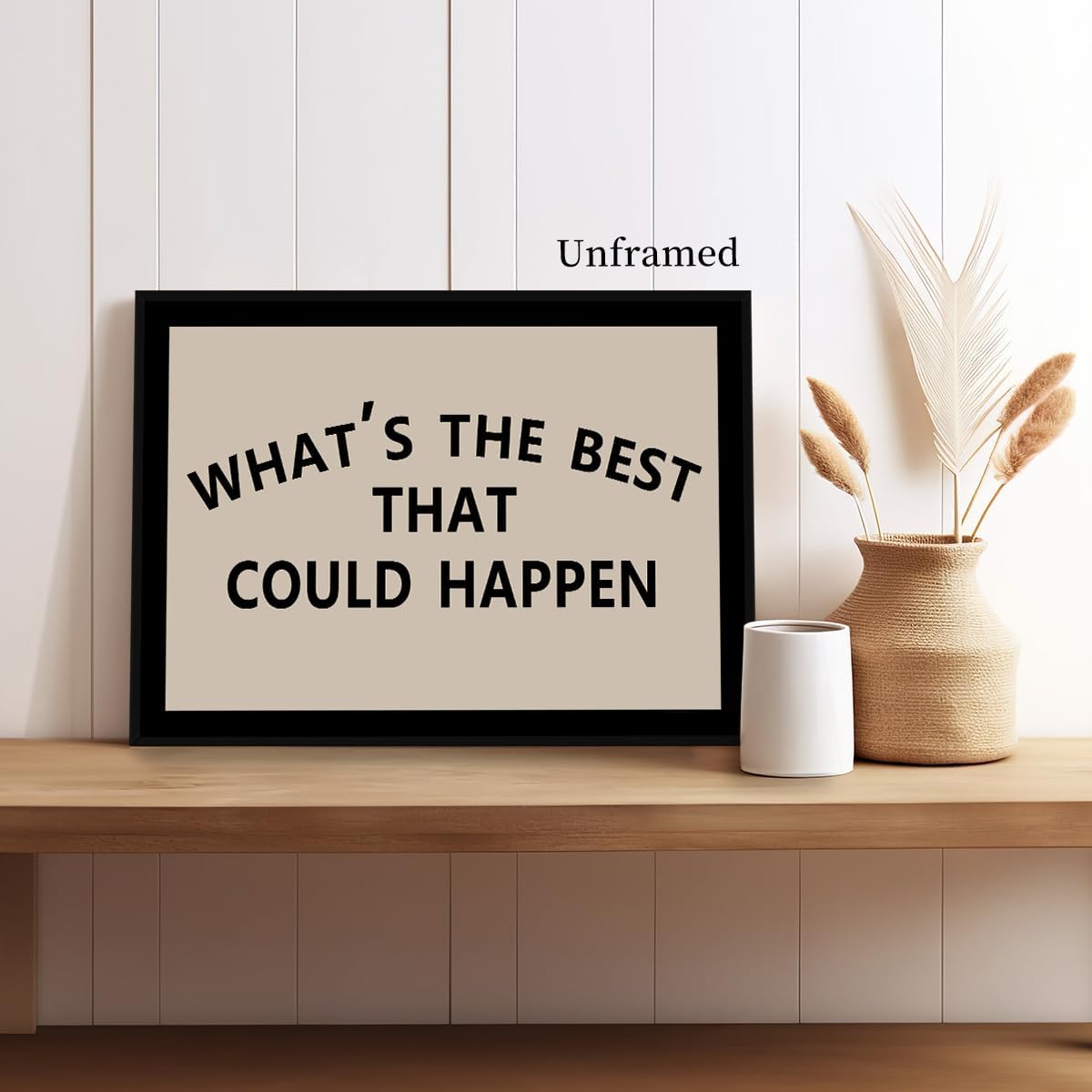 Whats The Best That Could Happen Canvas Wall Art, Positive Affirmations Quotes Poster, Black and White Prints Painting Minimal Inspirational Wall Decor 12x16in Unframed image 3