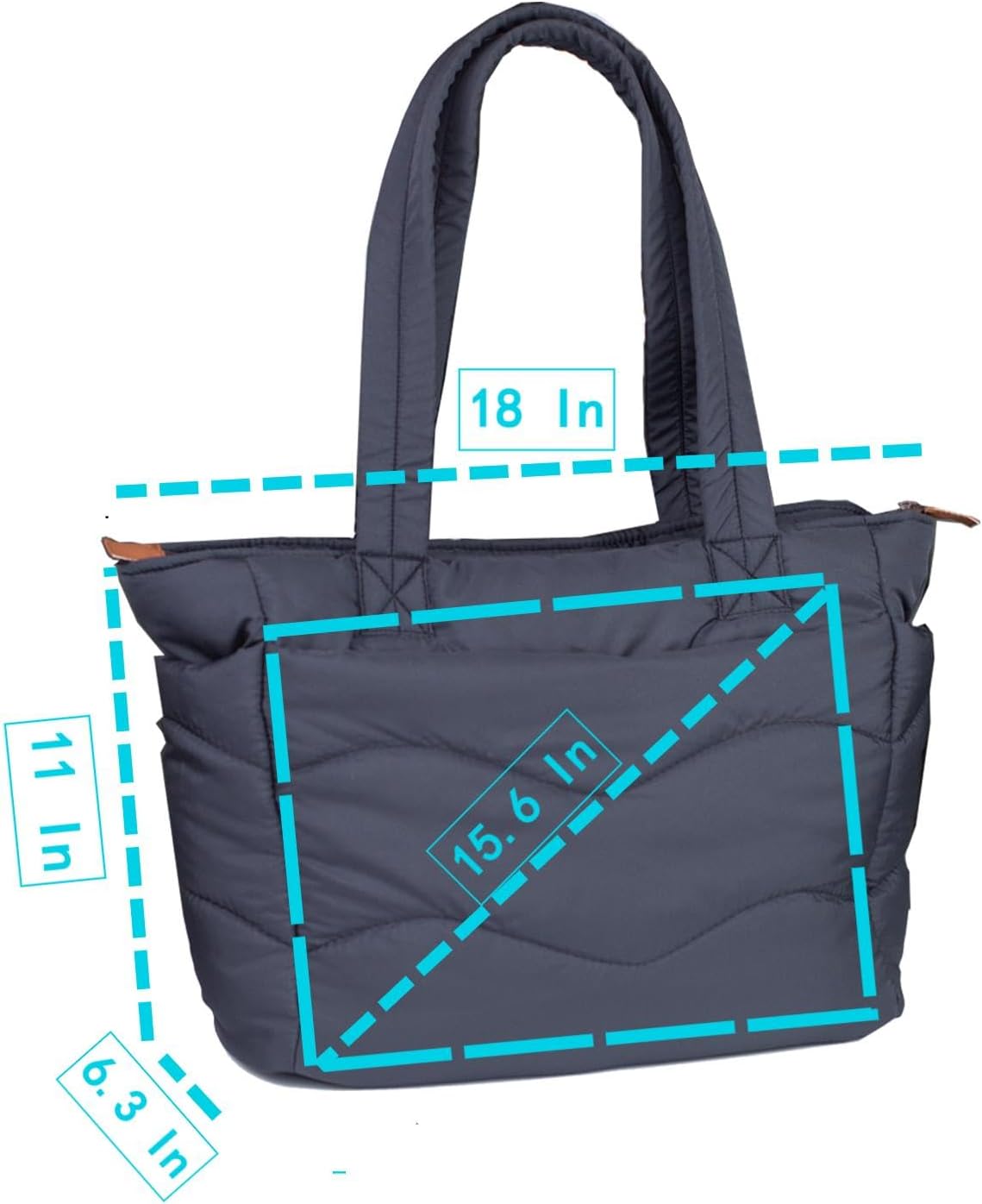 Tote Bag for Women, Lightweight Puffy Tote Bag with Laptop Compartment, Quilted Shoulder Bag Handbag for Travel, Work - Image 3