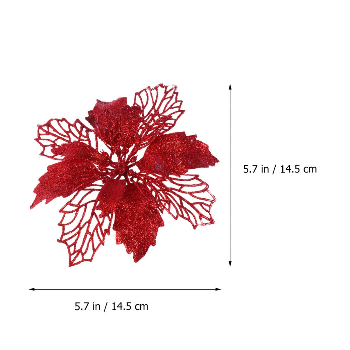 Toyvian 12pcs Christmas Flower Poinsettias Glitter Poinsettia Artificial Christmas Poinsettia Tree Ornaments Decorations Flower (Red)