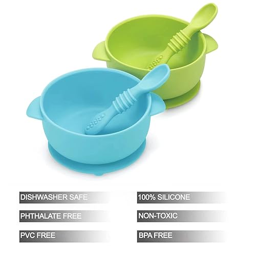 Miniatura 2 de PandaEar Juego de 2 tazones de succión de silicona Stay Put  Base grande  Silicona suave y segura de grado alimenticio sin BPA  Bebés y niños