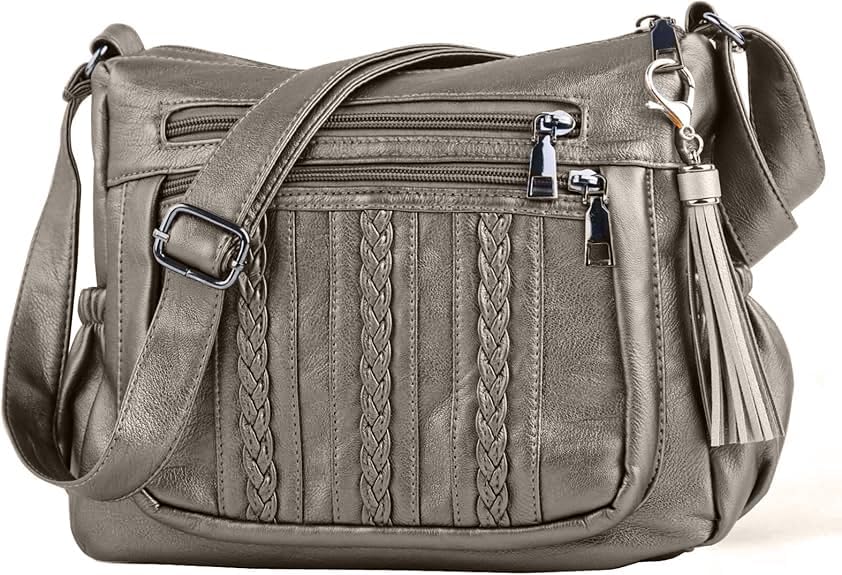 ELDA Purses for Women Pocketbooks Soft PU Leather Ladies Crossbody Purse Multi Pocket Shoulder Bag