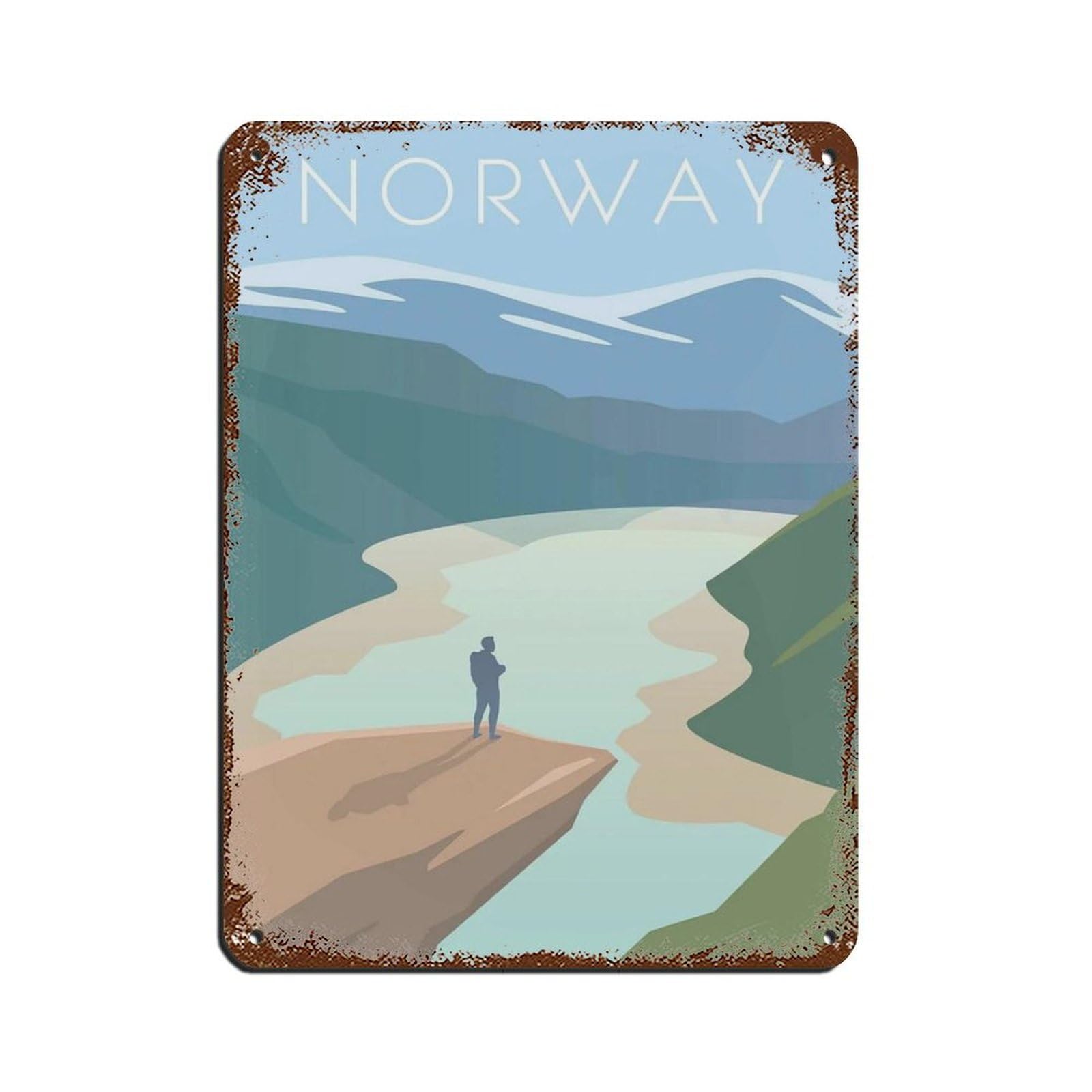 Norway Travel Poster, Norway Poster Tin Sign Vintage Metal Pub Club Cafe Bar Home Wall Art Decoration Poster Retro 12x16inch(30x40cm)