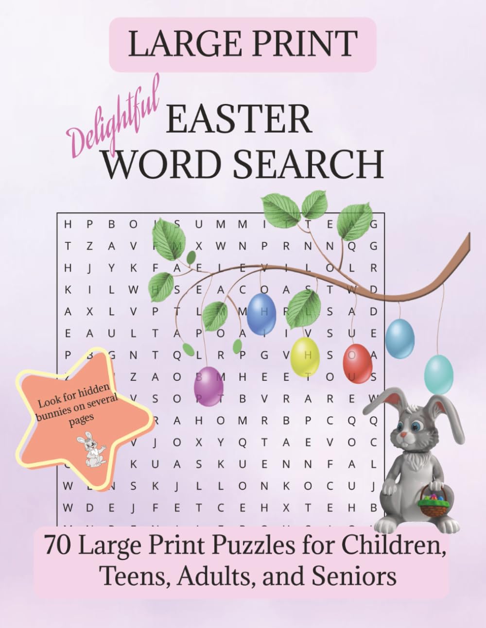 Delightful Easter Wordsearch Puzzles: Large Print Wordsearch (1400+ Words) for Easter Basket, Adults, Seniors, Teens, & Kids