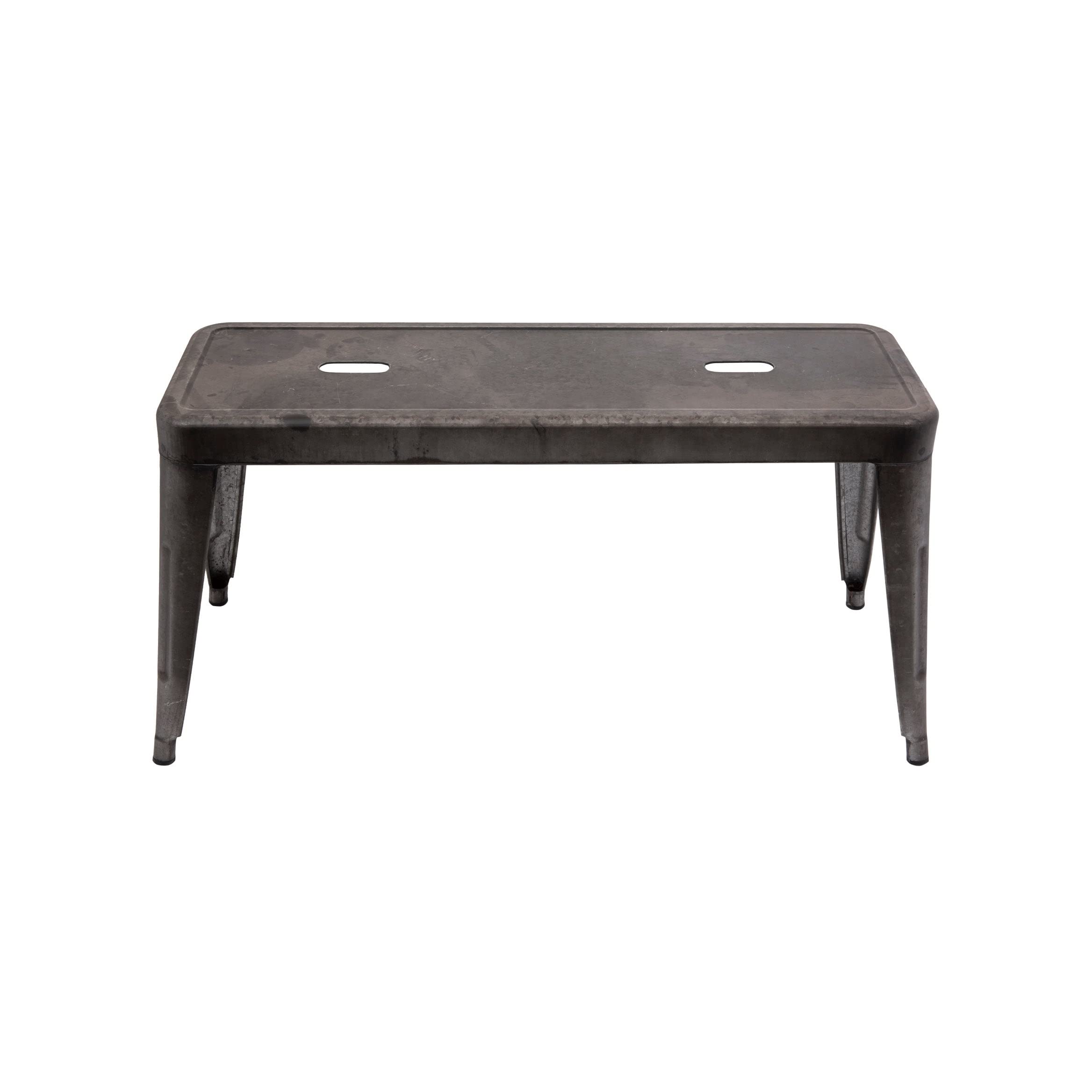 Creative Co-Op Grey & Brown Galvanized Metal Bench