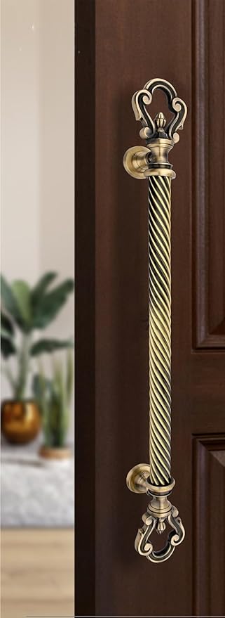 Chitra Brass Key Series Heavy Main Door Pull Handle Pack of 2 (24 Inch, Antique Brass)
