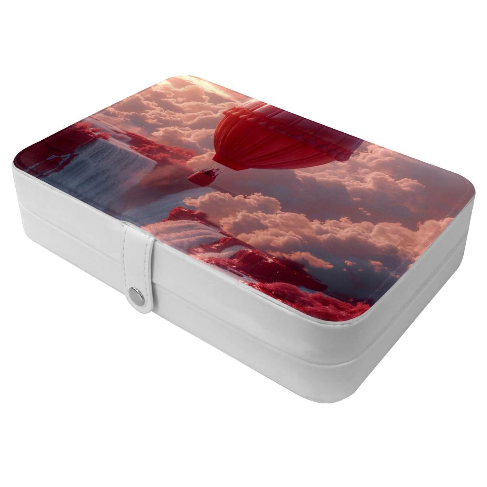 Boîte à bijoux de voyage montgolfière rose, idée cadeau pour femme