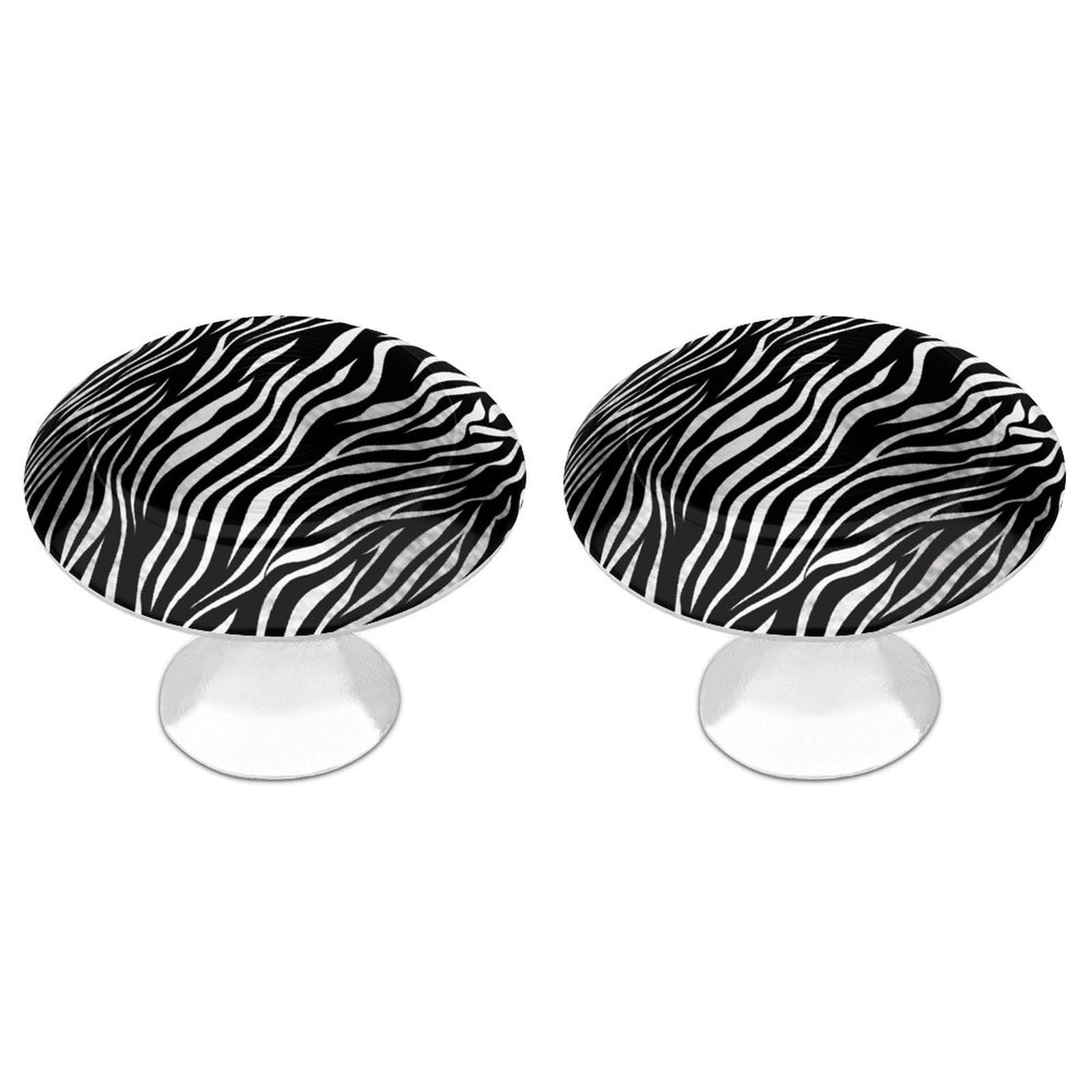 FekiLoot Zebra Print Cabinet Knobs Simple Drawer Handles Aluminum Alloy Kitchen Pulls Round Cabinet Door Knobs with Screw Door Hardware for Dresser Cabinets 2 Pack