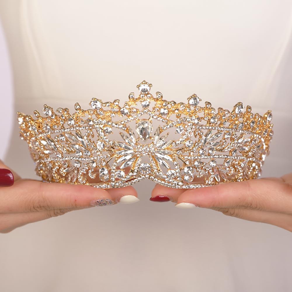 JWICOS Queen Crown Gold Tiaras and Crowns Butterfly Rhinestone Tiara Vintage Bridal Wedding Crown for Costume Prom Tiara Headpiece for Women - Image 2
