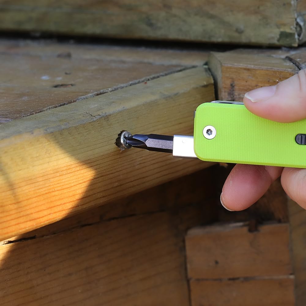 ROXON Utensile tascabile modulare S503G Flex Companion (Verde neon) | Dotato di 8 strumenti essenziali preinstallati (portainserti da 1/4", lama in acciaio D2, cacciavite, sega, forbici, ecc.)