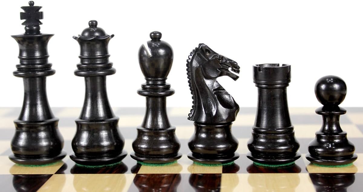 House of Chess - Ebony/Boxwood Chess Pieces Galaxy Staunton 3" (76 mm) + 2 Extra Queens - Triple Weighted