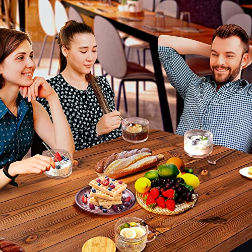 4 Pcs Vintage Coffee Mugs, Overnight Oats Containers With Lids And Spoons, 14Oz Clear Glass Tea Cups, Cute Coffee Bar Accessories, Iced Coffee Glasses, Ideal For Cappuccino, Tea, Latte, Oats, Gift #TOP2