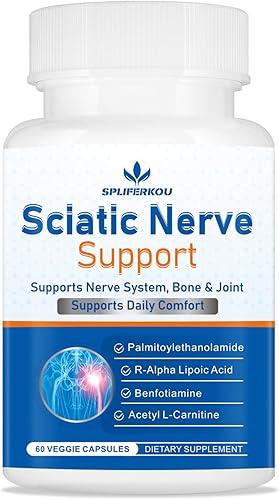Suplemento de apoyo del nervio ciático, fórmula avanzada de apoyo del nervio ciático con guisante, ácido alfa lipoico, benfotiamina, 60 cápsulas