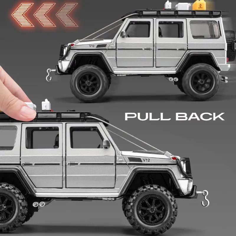 Image of SPITEN Mercedes-Benz Brabus G550-4X4 Modified 1:24 Diecast Scale Model Metal Pull Back Toy car for Kids with Openable Doors & Light, Music Toy Vehicle for Kids - Colors as Per Stock