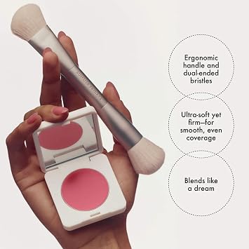 Summer Fridays The Blush Brush - Dual Ended Makeup Brush for Cream Blush with an Ergonomic Handle + Ultra Plush Blending Bristles - Blends Cream Makeup Formulas for a Natural Finish (1 Count)