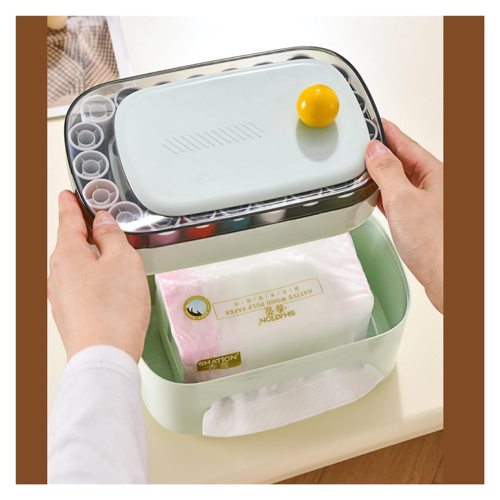 Soporte para Pañuelos Juego de Cubierta Caja pañuelos con Herramientas pequeñas prácticas, Almacenamiento para un Nuevo Hogar(White)