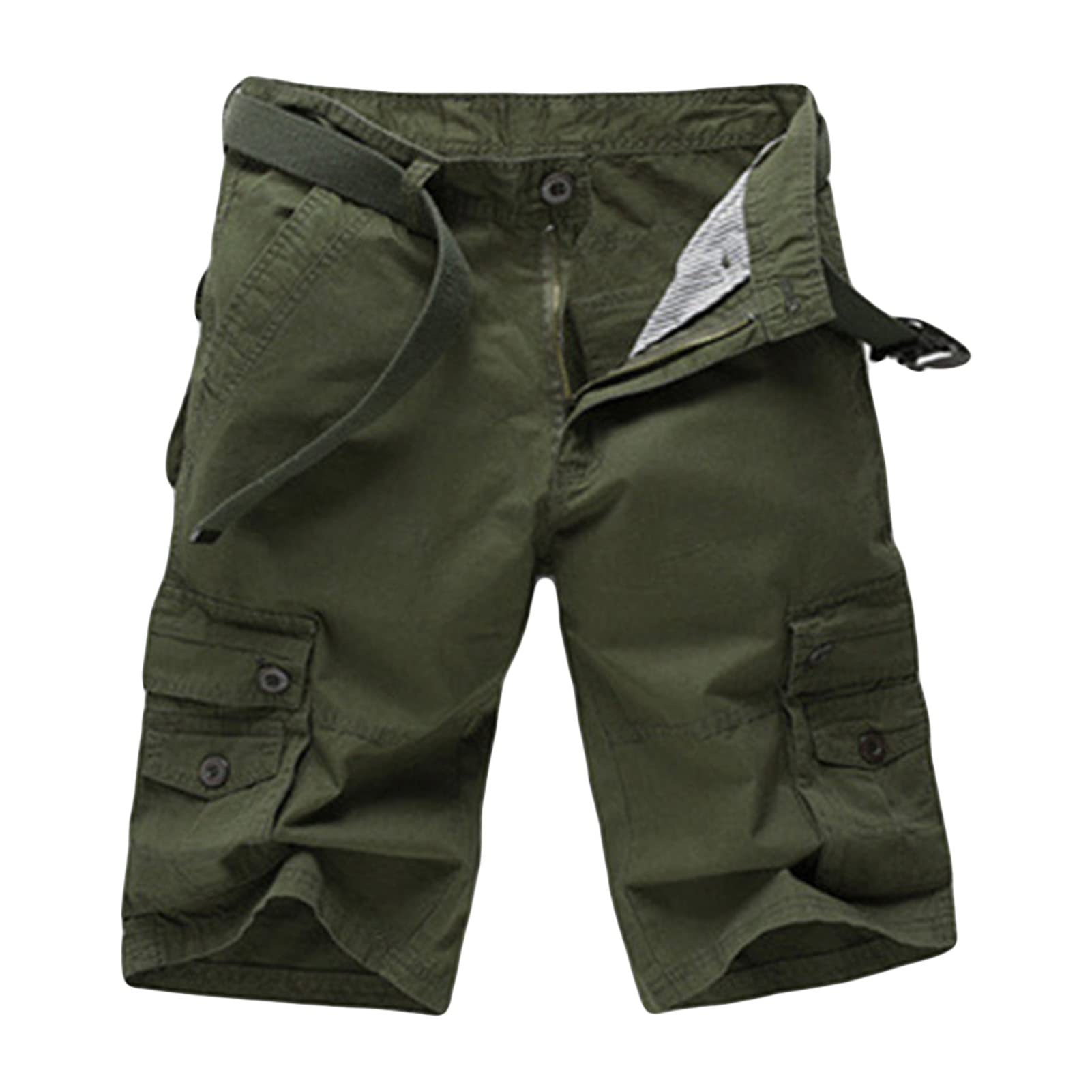 Maiyifu-GJ Men's Relaxed Fit Cargo Shorts Multi Pockets Tactical Outdoor Short Pants Casual Lightweight Twill Army Shorts (ArmyGreen,29)
