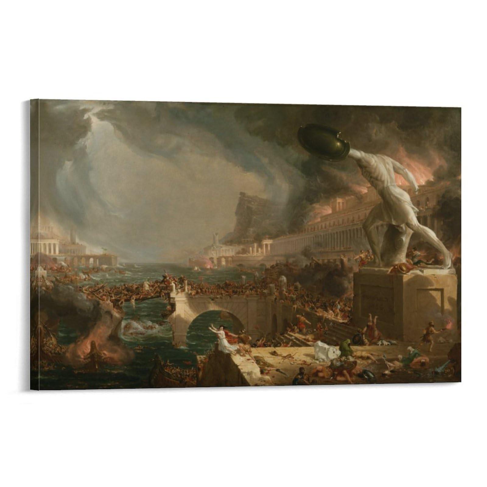 BACION The Course of Empire Destruction Oil Paintings, Thomas Cole Canvas Prints Wall Art, Famous Paintings Reproduction, Modern Room Bedroom Piece Home Decor