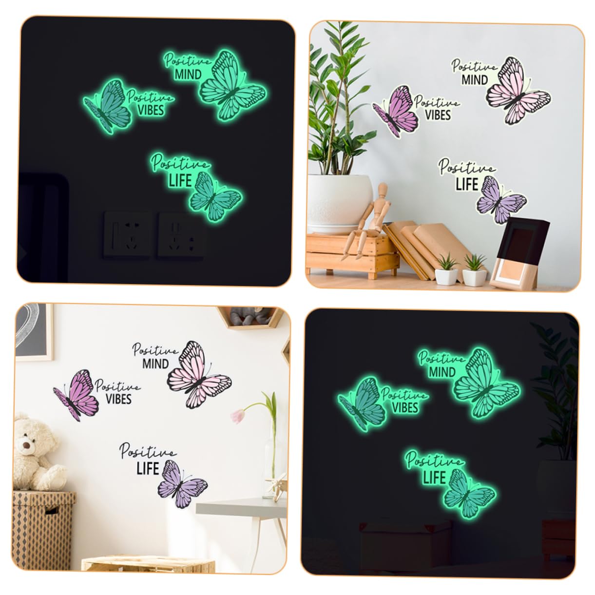 SHINEOFI 10 Set Adesivi Murali Farfalla Luminosi nel Decorazioni Rimovibili per Cameretta e Adesivi Autoaderenti per Camera da Letto e Corridoio