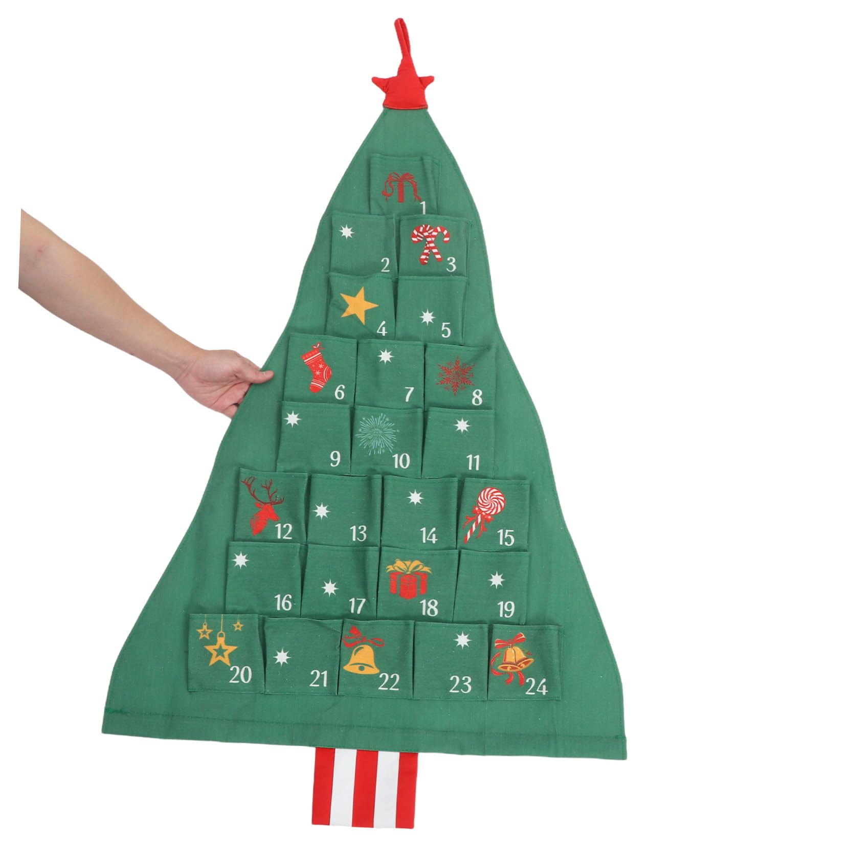 Anneome Weihnachtlicher Adventskalender Baum mit Leere Aufbewahrungstaschen Hängender Weihnachtsbaum Kalender für Wiederverwendbar Grün Tür Wanddeko Platzsparend