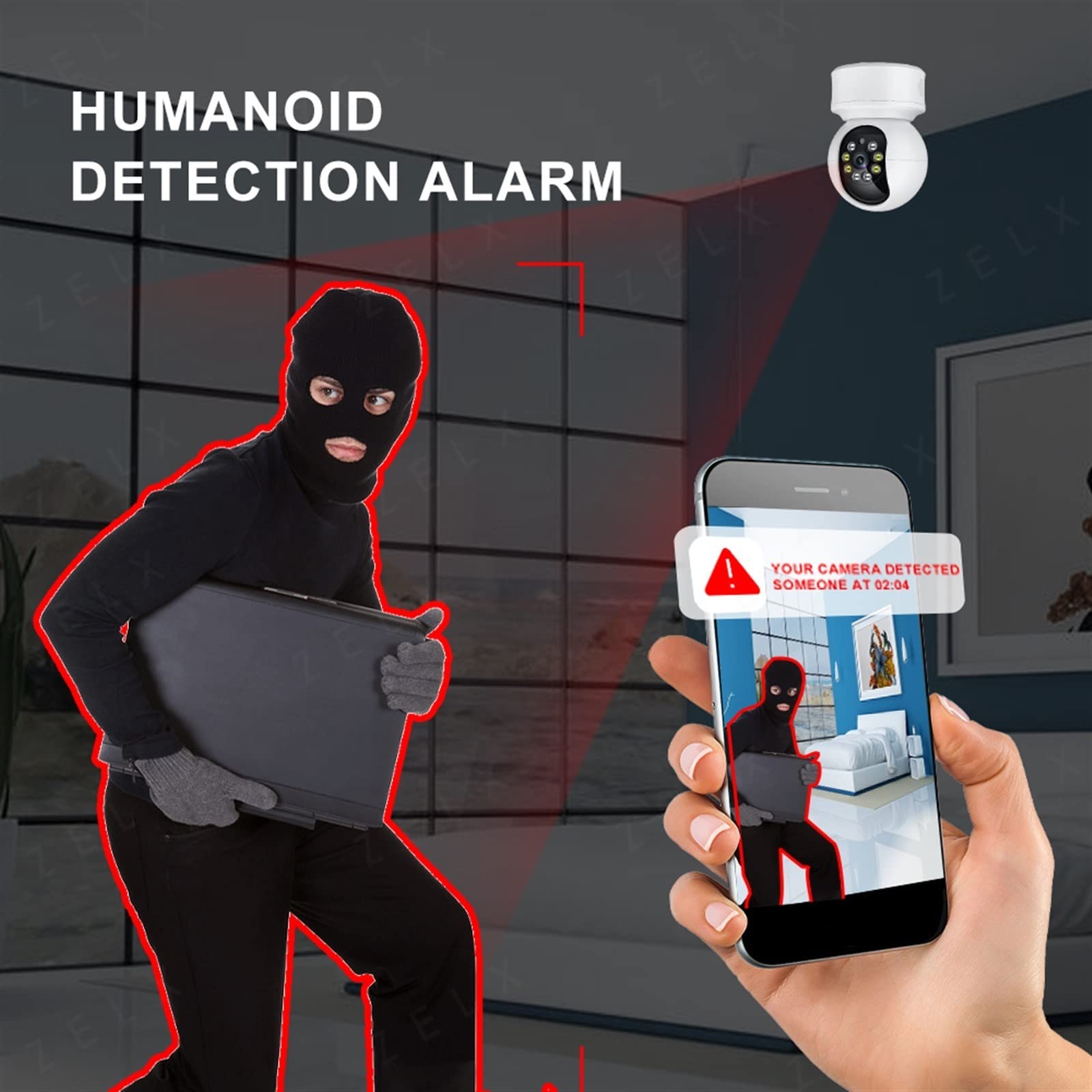 Kamera do niani elektronicznej z Wi-Fi 1080P Nadzór wideo IP Kamera CCTV System bezpieczeństwa Kolorowy noktowizor Oglądanie 360° Dwukierunkowy dźwięk Łatwa instalacja(1080P Camera)