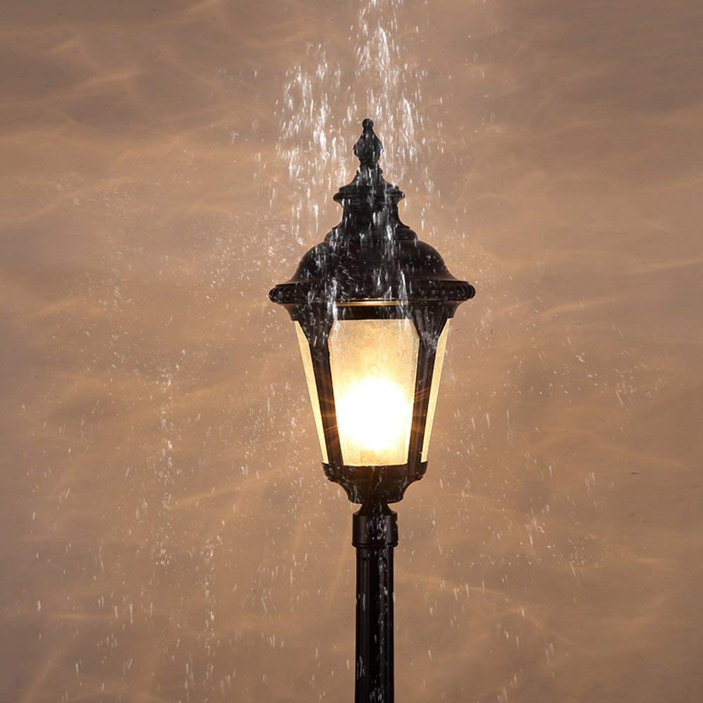 Tradycyjna, czarna lampa ogrodowa 2,75 m, 1-punktowa, IP55, wodoodporna, szklana kolumna, lampa LED, lampa dekoracyjna E27, lampa uliczna, lampa do ogrodu,140cm