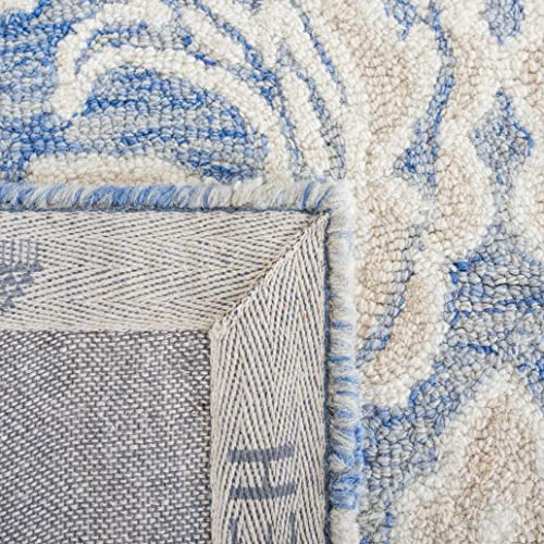 Tapete decorativo rectangular 2 x 3 pies azul e ivory miniatura 7