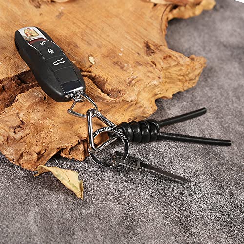 Image of Leather Key Chain Car Universal Unisex Key Chain with Removable Triangle Open Key Ring