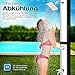 tillvex Solardusche 40 Liter inkl. Schutzhaube | Solar Garten-dusche warmes Wasser | Pooldusche Camping | ohne Stromanschluss | mit Wasserhahn und Regenduschkopf | Gartenschlauch-Anschluss