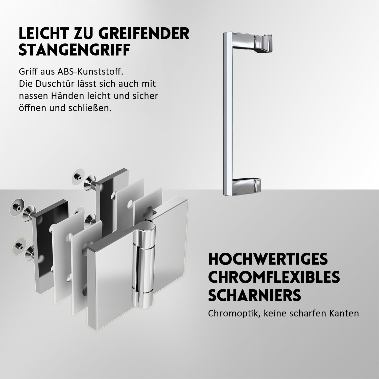 Walk in Duschwand 90 x 195 cm Falttür Duschabtrennung, Walk-in Faltbar Glas Duschtür Dusche 6mm ESG Sicherheitsglas Easy Clean beschichtung, Faltbare Duschwand Tür Drehfalttür Höhe 195cm