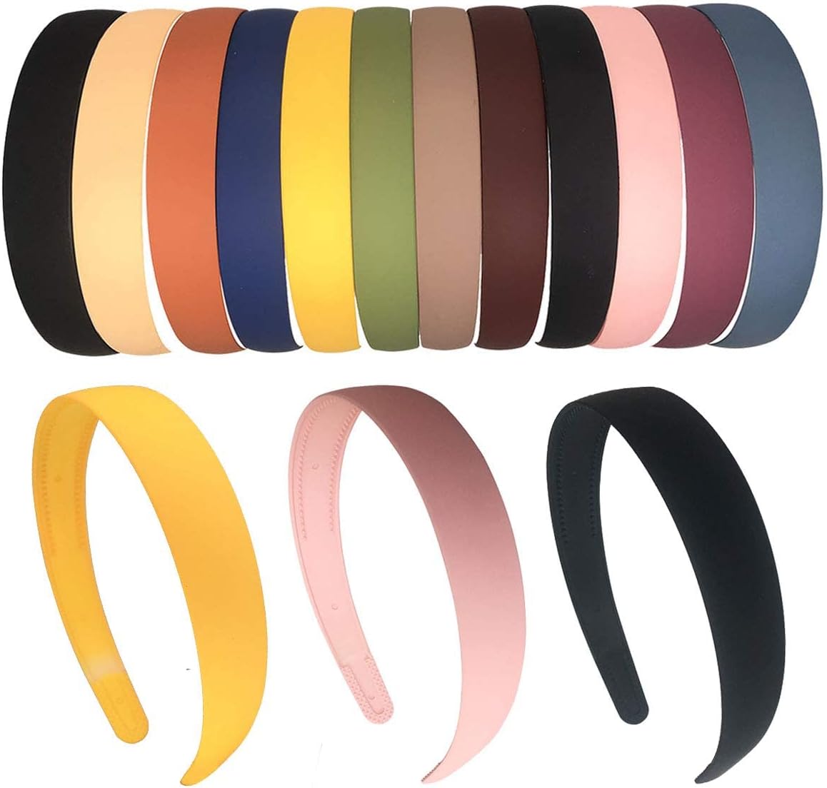 BAKEFY� 10 piece 1 inch wide Plastic Headbands For Women Girls Simple Hard Headbands with Teeth Plain Winter Headbands For Kids Teens 10pcs