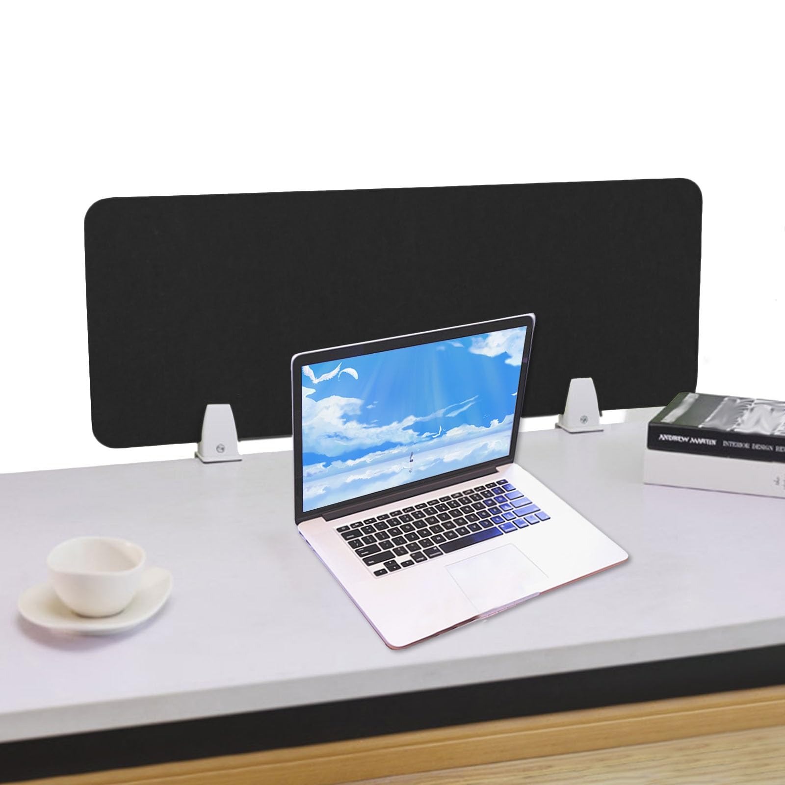 HJYCLFAZU Acoustic Desk Divider Panel with Clamps for Home Office & Classroom Privacy Soundproof Portable Partition Students Adjustable Width Modesty Shield Black