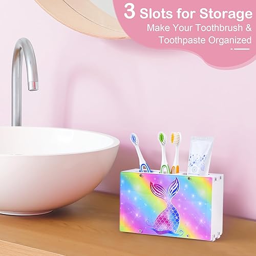 Miniatura 2 de Soporte para cepillos de dientes para niños para baño, organizador de accesorios, 3 ranuras para cepillos de dientes y pasta de dientes, soporte