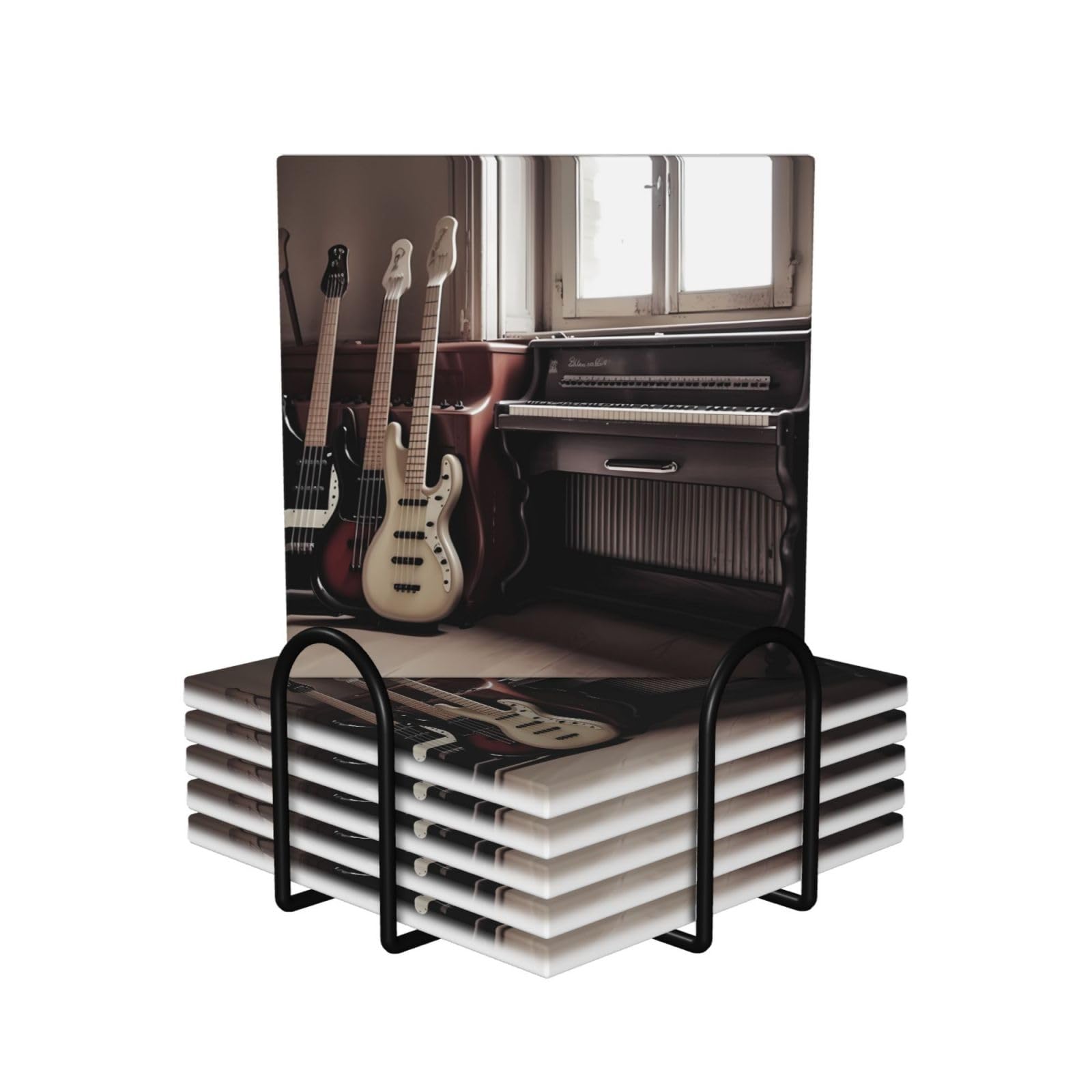Dessous de verre en céramique instruments de musique pour éviter les taches de verre